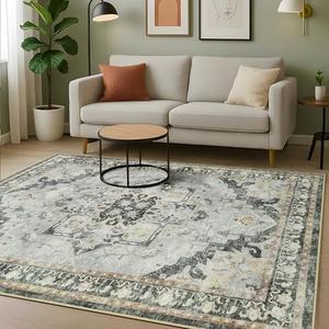 RUGICI Area Rugs 8x10,Washable Area Rug for Living Room,Low Pile Rug,Non-Slip Non-Shedding Bedroom Rug,Indoor Modern Carpet for Bedroom Kitchen Dining Room Home Décor (Green, 8x10)