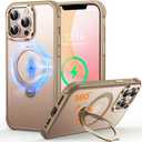 O3 Mag-Stand Designed for iPhone 12 Pro Max Case with 360 Spin Stand, [Compatible with mag Safe][Super Skin Feeling] Translucent Matte Magnetic Slim Phone Case 6.7 inch, Desert Gold