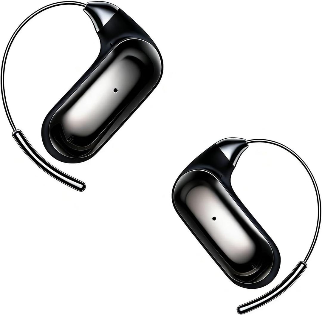 Over Open Ear Earbuds Wireless Bluetooth Open Ear Headphones Air Conduction Earbuds that Don't go in Your Ear with Over-Ear Hooks Running Headphones (Black)