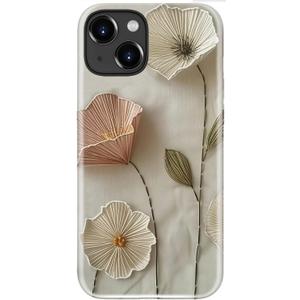 for iPhone 14 Plus Case, Wireless Charging Compatible,Dual-Layer Protection with Stylish Wildflower Design, Soft Silicone + Hard Shell, Cute Phone Cover for Women - Ethereal Wire Florals
