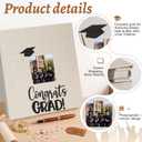 Fumete Beige Class of 2026 Graduation Album Self Adhesive Photo Scrapbook 40 Pages 11.5 x 10.5 Inch Linen Memory Book with Cover Display Window DIY Album for School College Graduate Party Gift