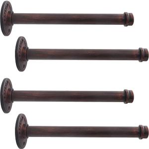 Industrial Pipe Shelf Bracket, 4 Pack Black Iron Shelf Bracket Rustic Wall Mounted Floating Shelf Shelving Heavy Duty Support Hardware for Wood (8",Bronze)