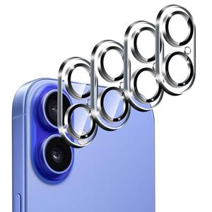 ivoler 4-Pack Camera Lens Protector for iPhone 16 6.1”/ iPhone 16 Plus 6.7” Screen Protector Tempered Glass[Case Friendly][New Rersion],Scratch-Resistant,Clear+Black Circle
