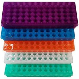 Tube Rack Double Panel 60 Positions Polypropylene for 0.5ml-2ml Microcentrifuge Tubes, Pack of 5(Blue, Orange,White, Purple, Green)