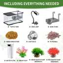 (Tank + Light + Filter + Filter Balls) Turtle Tank Kit, Turtle Tank Starter Kit,Bottom Drainage, Multi-Function Areas for Turtles, Crabs,Fishes, Amphibians,Reptiles. (15.75 x 8.64 x 8.64 Inch)