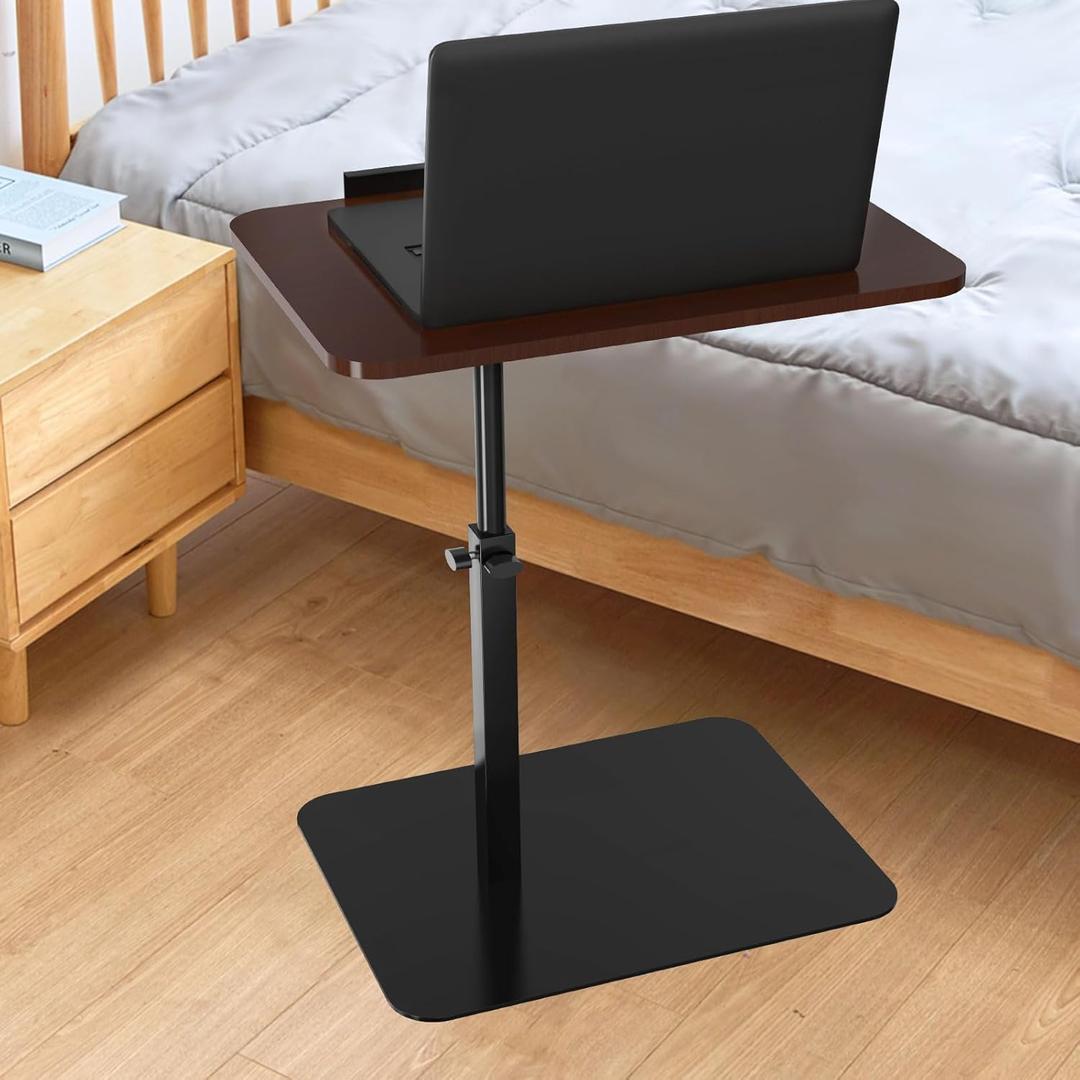 C Table for Sofa, 360 Swivel Small Side Table, Adjustable Height, Living Room/Bedroom, Rustic Walnut Color
