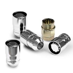 M12x1.5 Acorn Cone Seat Wheel Lock Set, Chrome Lug Nuts, 13/16 Key Hex - 4 PCS Locks and 1 Key (Silver)