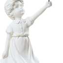 Banksy Street Graffiti Art Statue, Love Balloon Girl Room Decor, Resin Ornaments, Living Room Dining Desk Bookshelf Decorations, (White)