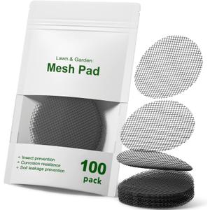 LE TAUCI Plant Pot Hole Mesh Pads, 2-Inch Round Flower Pot Drainage Covers, Prevent Soil Loss, Durable Reusable, Bonsai Bottom Grid Mat, Gardening Essentials, 100-Pack