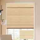LUCKUP Cordless Bamboo Roman Blinds Shades for Indoor Windows-Blackout Room Darkening Roman Blinds with 6" Valance Cover Enhanced Privacy, 44" W x 64" H