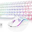 RedThunder K84 Wireless Keyboard and Mouse Combo, Rainbow Backlit Rechargeable Battery, 75% Layout TKL Ultra Compact Gaming Keyboard & Lightweight 3200 DPI Honeycomb Optical Mouse (White)