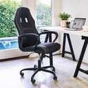 BestOffice Office Chair PC Gaming Chair Cheap Desk Chair Ergonomic PU Leather Executive Computer Chair Lumbar Support for Women, Men (Black), 18.1"D x 19.3"W x 45.6"H