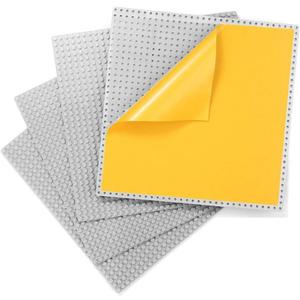 MIMAX Peel-and-Stick Baseplates - Self Adhesive Building Brick Plates - Compatible with All Major Brands - 4 Pack - 10 inch x 10 inch (Light Gray)