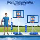 Pool Basketball Hoop with 43" Extra Wide Backboard, LED Light up Poolside Basketball Hoop with 1 Standard & 1 Glow-in-the-Dark Ball, Adjustable Height Portable Goal with Wheels, Fillable Base