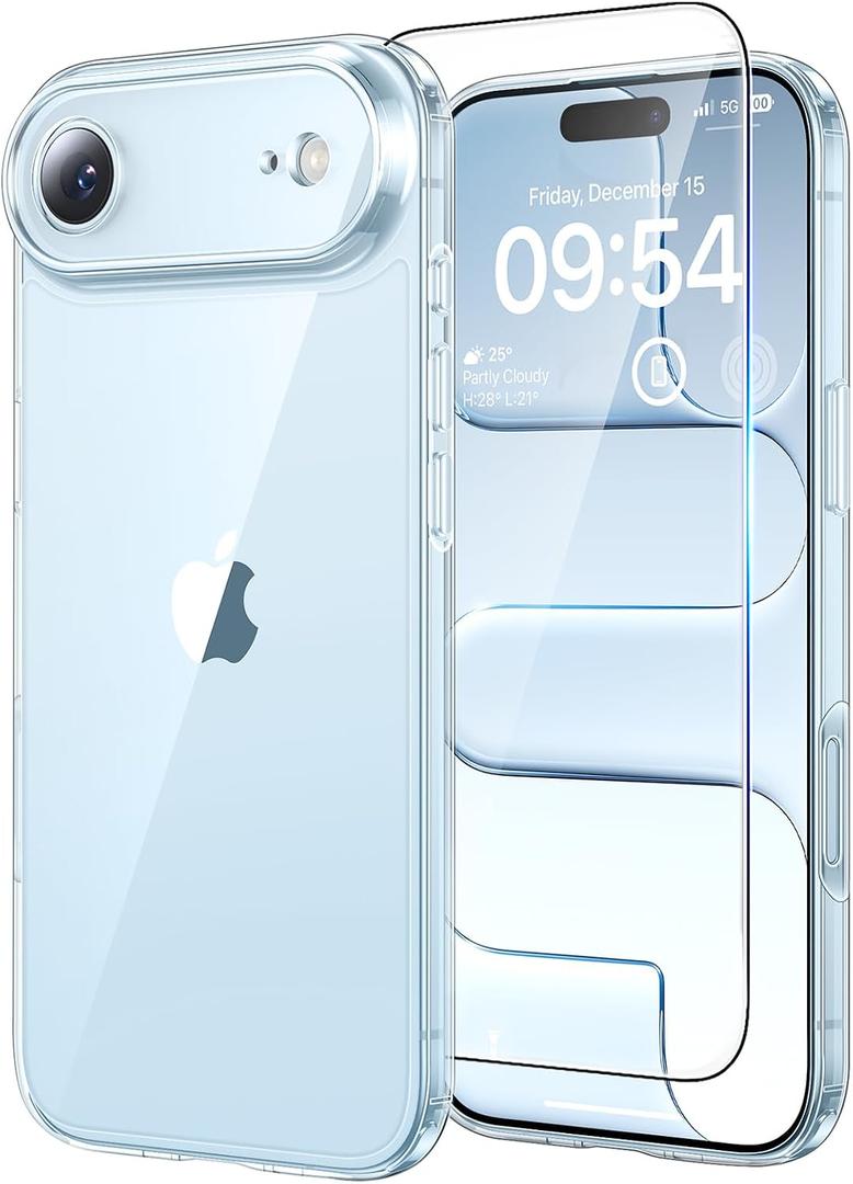 5 x TAURI for iPhone Air Case, Full Camera Protection with Screen Protector, Anti-Yellowing Military-Grade Protection Shockproof Slim Phone Case for iPhone 17 Air 6.5 inch, Clear