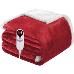 Electric Heated Blanket Full Size 72"x84", Soft Flannel with Overheat Protection, 9 Adjustable Heat Settings & 10-Hour Auto-Off Timer, Fast Heating for Winter Comfort, Red