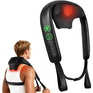 COMFIER Shiatsu Neck Massager with Heat, Cordless Neck and Shoulder Massager for Pain Relief Deep Tissue, Graphene Heating, 4D Kneading Massage Pillow -Black