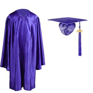 2 x Shiny Kindergarten Graduation Cap and Gown Set (Purple)