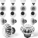 Oil Rubbed Bronze Crystal Cabinet Knobs 16 Pack Flower Crystals Cabinet Knobs Cabinets Knob Clear Small Pull for Closet Dresser Drawers Cupboard Wardrobe Vintage Retro Pulls Glass Old Fashioned Handle