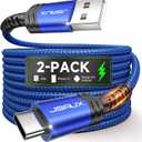 JSAUX USB C Cable [2-Pack 6.6ft], USB A to USB Cord 3.1A Fast Charging Compatible with iPhone 16/16 Plus/16 Pro/16 Pro Max/iPhone 16e/iPhone 15 Series, Samsung S20 S10 S9, Note 20 10, Car Play - Blue (6.6ft+6.6ft)