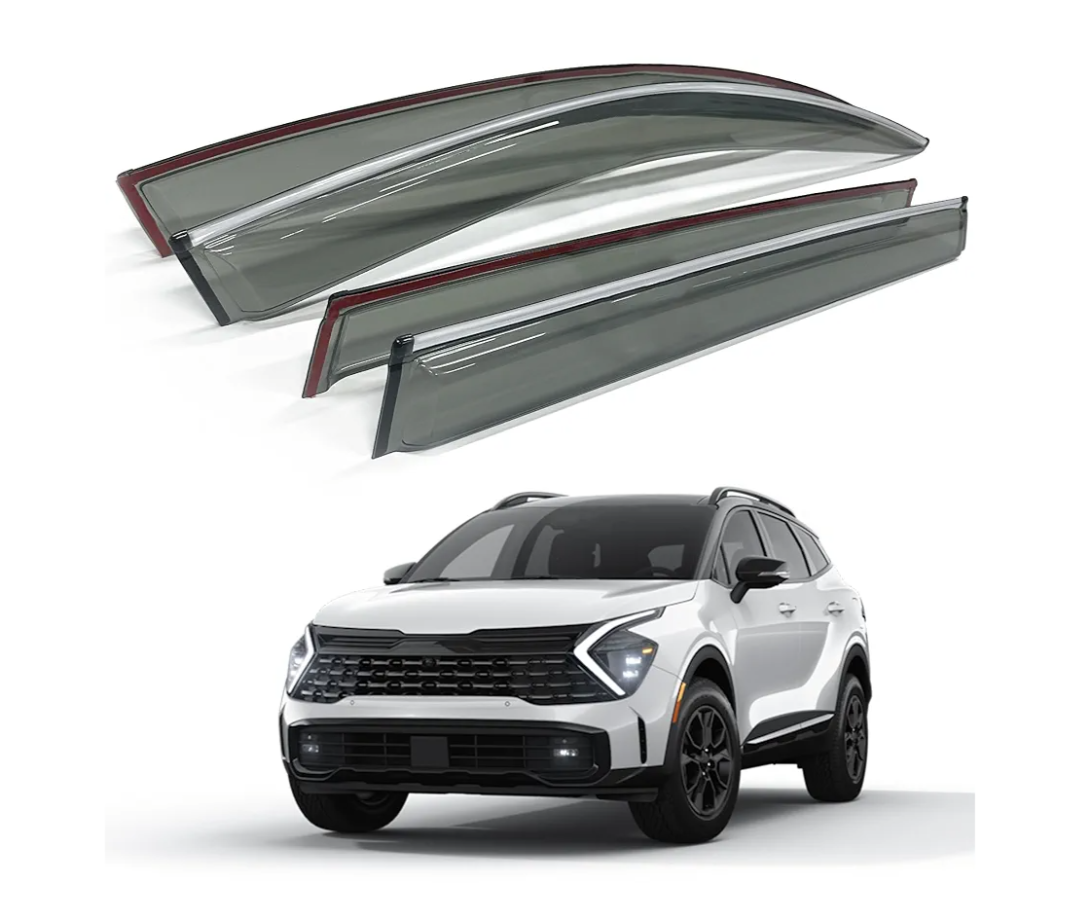 AUXKO Rain Guards for Kia Sportage 2025 2024 2023 Translucent Window Visors with Chrome Trim Weather Deflectors Wind Deflectors Vent Visors UV Protection Easy Install