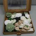 Ling's moment Artificial Flowers, 25Pcs 3" Roses in Sage Shades, Realistic DIY Foam Floral Decor for Wedding Bouquets/Centerpieces, Outdoor Party Backdrops, Room/Table, and Garden/Pot Decorations (Shades of Emerald & Tawny Beige)