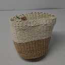 Household Essentials 2-Tone Woven Waste Basket, HandWoven Paper Rope Basket, Sturdy and Flexible, Great for the Bathroom, Office or Bedroom (Natural/Cream)