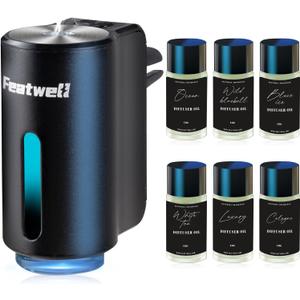 Featwell Car Air Freshener, Three Adjustable Modes Intelligent Car Aroma Diffuser, Rechargeable Car Aroma Diffuser, Black