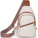 Small Sling Bag for Women - Leather Crossbody Bag, Fanny Pack Chest Bags for Travel, Birthday Gifts for Women (Beige)