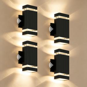 JYV Square Dusk to Dawn Outdoor Wall Lights, Up and Down, Black 4 Pack