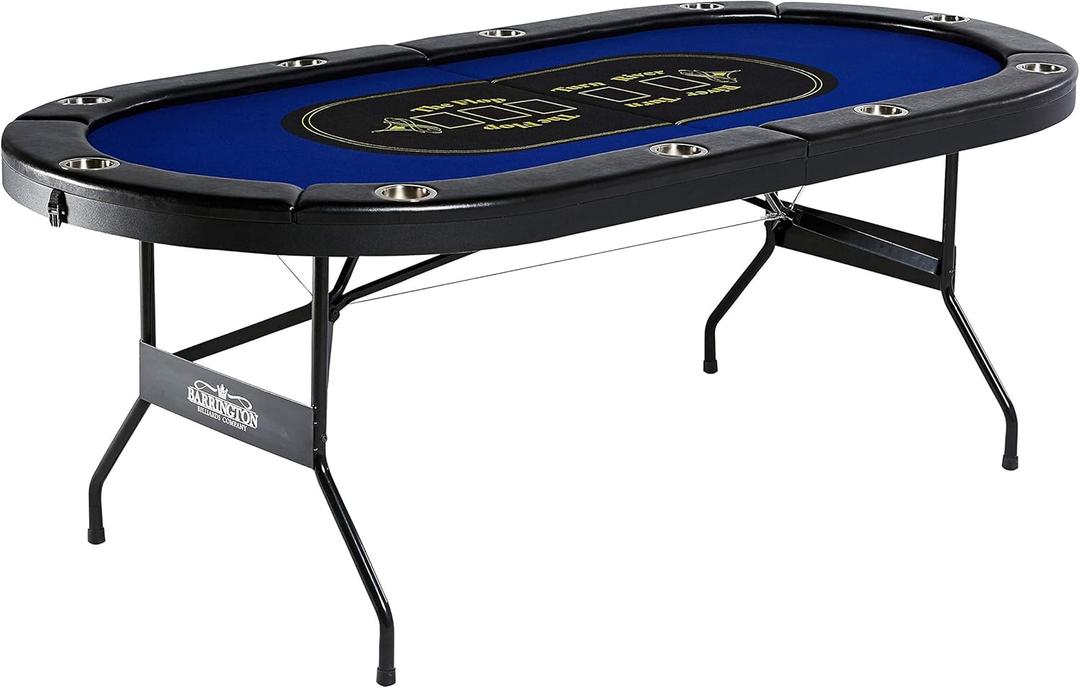 Barrington Poker Multiple Styles Folding Poker Table & Poker Table Top/Dining Table Collection, Durable Padded Rail Tables with Felt Playing Surface, Perfect for Texas Holdem Games