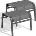 Outdoor Ottoman Set of 2, All Weather Outdoor Foot Stool with Supportive Textliene and Metal Frame, Stackable Oversized Outdoor Foot Rest for Furniture Patio Garden Pool, Grey