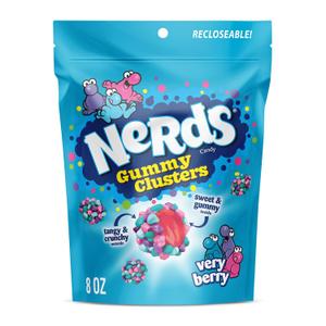 NERDS Gummy Clusters Candy, Very Berry, Crunchy and Gummy, 8 oz (EXP 09/06/26)