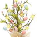 Easter Egg Tree Easter Decorations 18 Inch Lighted Egg Tree Centerpiece Table Decor Gifts and LED Light, for Home Party Wedding Holiday Spring Summer Decoration (A) (A)