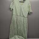 MEROKEETY Women's V Neck Short Sleeve Floral Lace Wedding Dress Bridesmaid Cocktail Party Maxi Dress (Mint)