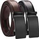 2 Pack Ratchet Belt for Men - Mens Belt Leather 1 3/8" for Casual Jeans - Fit 36" to 44" Waist Adjustable