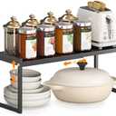 DOLALIKE Expandable kitchen Countertop Organizer, Stackable Cabinet Shelf Organizers, Space Saving Spice Rack Pantry Storage for Bathroom Office (Black, 1 Pack)