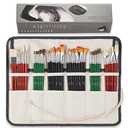 ARTIFY 33 Pieces Long Handle Paint Brushes, Expert Series, Hog Bristle, Horse Hair and Nylon Hairs Art Set Includes a Carrying Canvas Roll, for Acrylic, Oil, Watercolor and Gouache