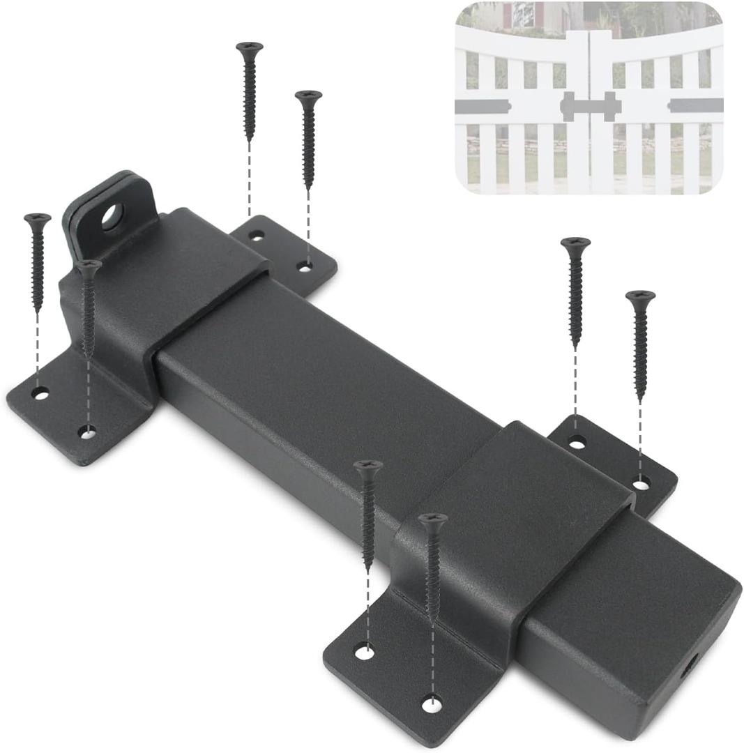 Outdoor Gate Latches for Wooden Gates, Slide Gate Latch Lock with Padlock Hole, Double Heavy Duty Gate Latch Lock Compatible with Garden Wooden Fence, Shed, Barn Door (Black)