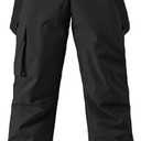 YEEFINE Men's Ski Snow Pants Insulated Waterproof Snowboard Cargo Pants Bibs Regular Fit (Large, Black)