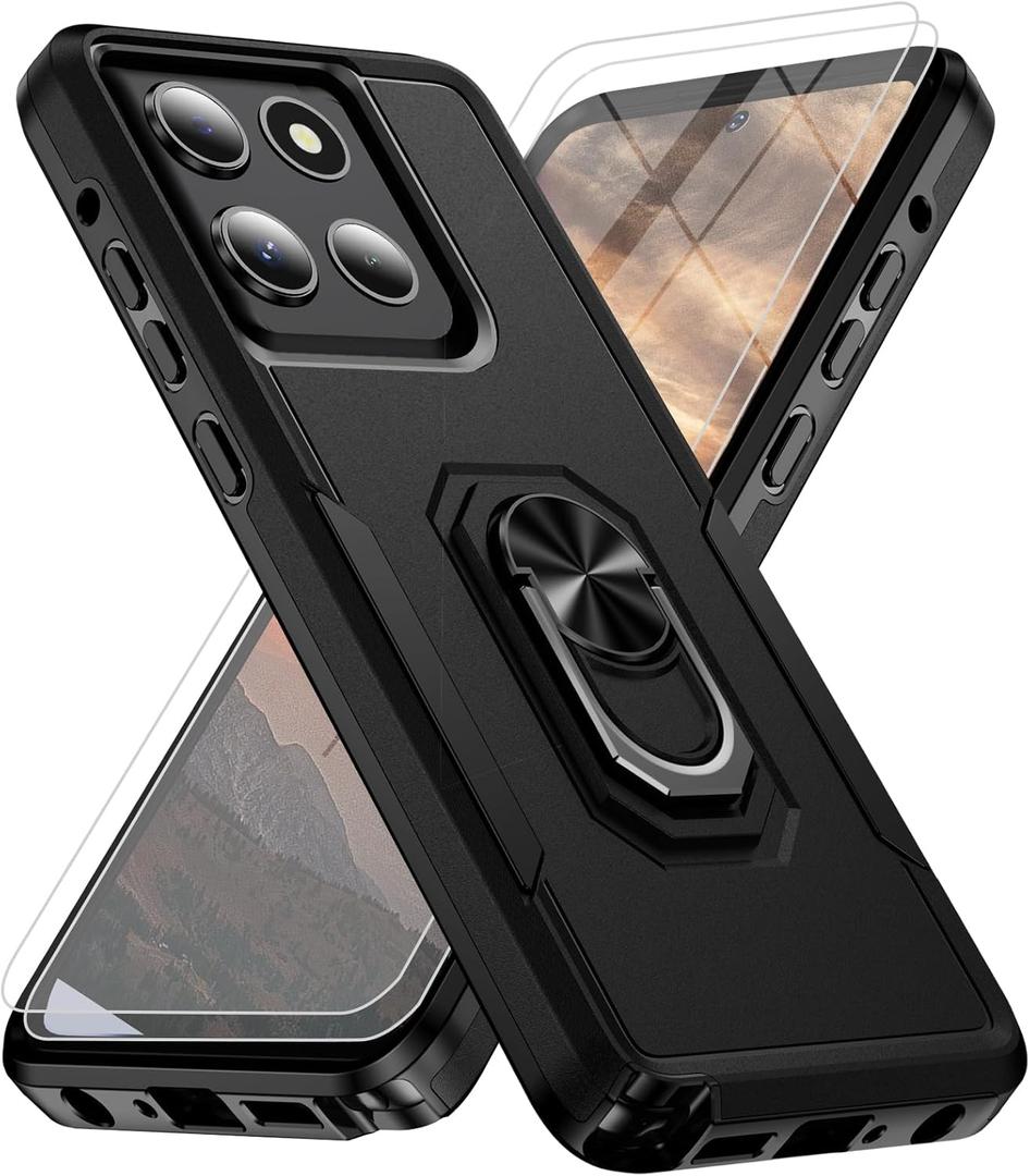 for Motorola Moto G Stylus 5G 2025 Case [15 FT Military Grade Drop Protection] with 2x Tempered Glass Screen Protector, Heavy-Duty Shockproof Magnetic Kickstand Case for Moto G Stylus 5G 2025 Black