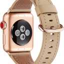 WFEAGL Compatible with Apple Watch Band 41mm 40mm 38mm 42mm(series 11 10) Women, Top Genuine Leather Band for iWatch SE 3 2 1 & Series 11 10 9 8 7 6 5 4 3 2 1 (Camel/Rose Gold)