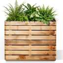 Metal Rectangular Planter Box, Tall & Large Rectangle Planter with Removable Insert Shelf, 30" L x 12" W x 24" H Heavy Duty Planter Box with Drainage Holes for Outdoor Plants (Walnut Wood Grain)