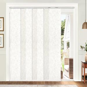 Panel Track Blinds, Vertical Blinds for Sliding Glass Doors, Extendable Track from 45 3/4" to 82 5/8" W, Cuttable Panel Curtains up to 96 inches high, Linen Light Filtering