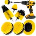 ETOUPA 6 Pcs Drill Brush Attachment Set, Power Cleaning Scrub Brush Kit with Extend Long Attachment, All Purpose Drill Scrub Brushes for Car, Grout, Floor, Tub, Bathroom and Kitchen (Yellow)