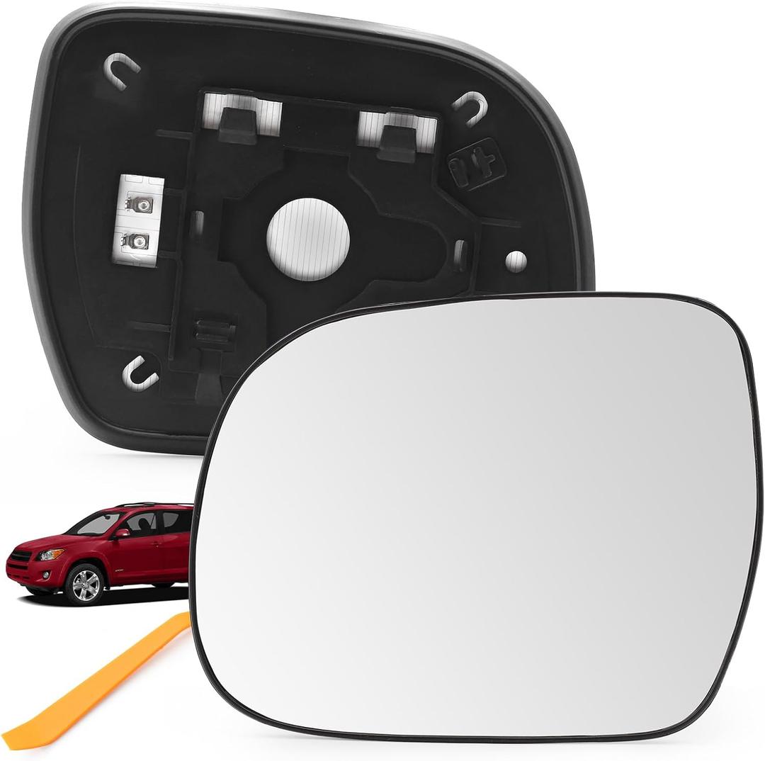 Driver Side Power Heated Mirror Glass Assembly Replacement for Toyota RAV4 2006 2007 2008 2009 2010 2011 - Left Side Convex Mirrors With Backing Plate 8796142790 for Rav4 Accessories