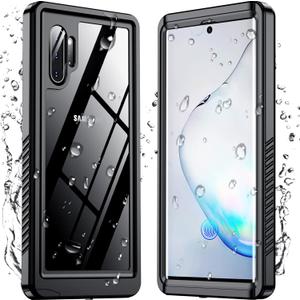 for Samsung Galaxy Note 10 Plus Case Waterproof, [Military-Grade Drop Protection] [IP68 Underwater] Full Body Heavy Duty Rugged Shock-Proof Case for Note 10 Plus 6.8''-Black