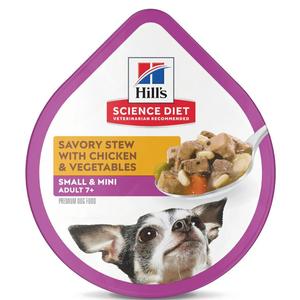 Hill's Science Diet Small & Mini, Senior Adult 7+, Small & Mini Breeds Senior Premium Nutrition, Wet Dog Food, Chicken & Vegetables Stew, 3.5 oz Tray, Case of 12