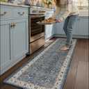 Color&Geometry Anti Fatigue Kitchen Mats for Floor 24x87, Vintage Decor, Easy Clean, Waterproof & Oil Proof, 0.4" Thick Cushioned, Non-Slip Kitchen Runner Rug for Sink, Laundry, Office, Blue