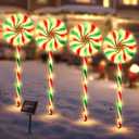 BRIGHTDECK Solar Lollipop Christmas Pathway Lights, Set of 4 Lollipop Stake Lights, 8 Lighting Modes Solar Christmas Decorations, LED Christmas Lights Outdoor Waterproof for Holiday, Walkway, Yard (B)